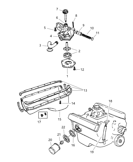 2000 Dodge Ram 1500 Regular Cab Engine Oiling Diagram 1 - Thumbnail