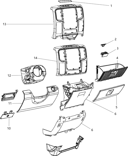 2016 Ram 2500 Instrument Panel Trim Diagram 1 - Thumbnail