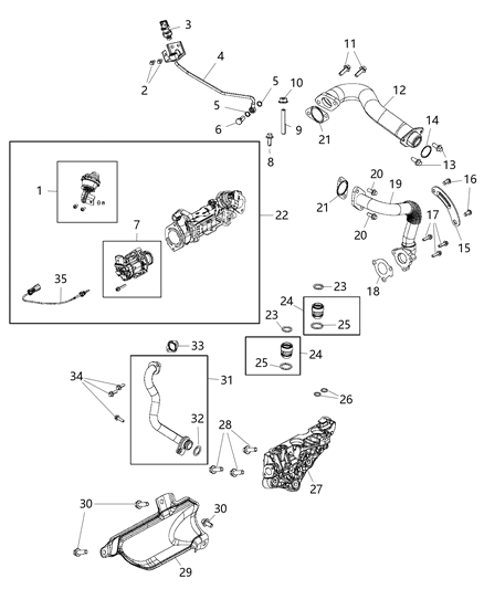 2019 Ram 1500 EGR Cooler Diagram for 68509351AA