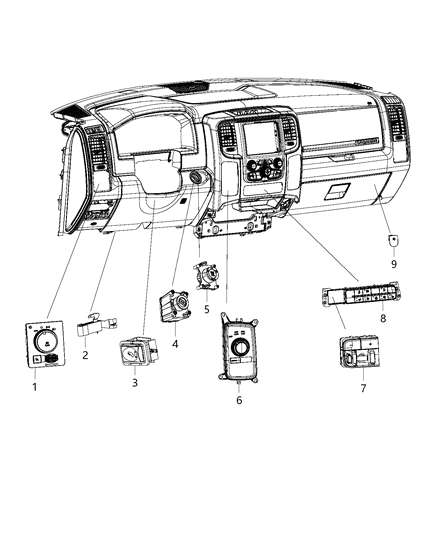 2018 Ram 3500 Pickup Switches - Instrument Panel Diagram