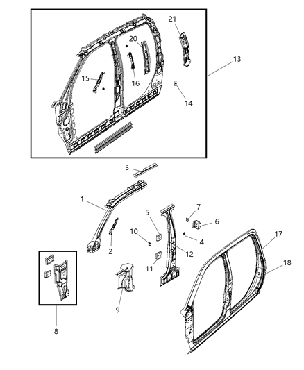 Uniside Panel, Outer Passenger Side Diagram for 68145096AC