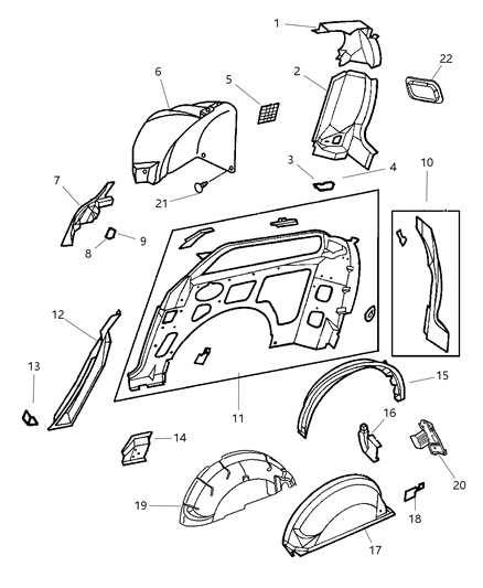 2006 Dodge Caravan Quarter Panel With Sliding Door Inner Panel Parts Diagram
