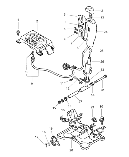 2000 Chrysler Sebring Coupe Controls, Floor Shift Diagram