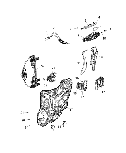 2018 Jeep Compass Rear Door, Hardware & Components Diagram