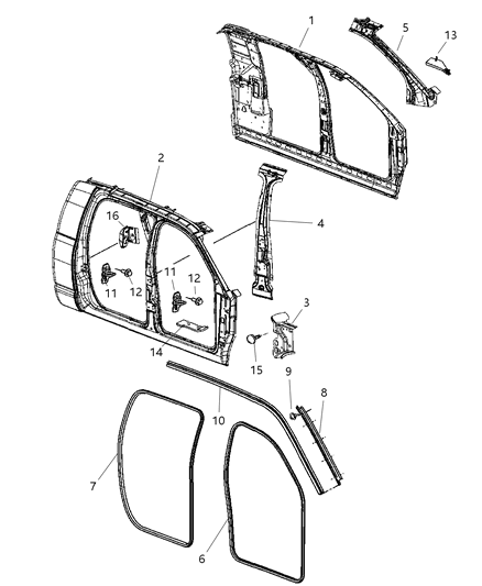 2007 Dodge Ram 3500 Pickup Aperture Panel Bodyside Diagram 3 - Thumbnail
