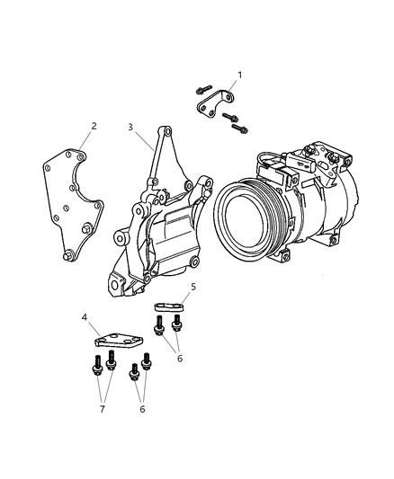 2008 Chrysler PT Cruiser A/C Compressor Mounting Diagram 1 - Thumbnail