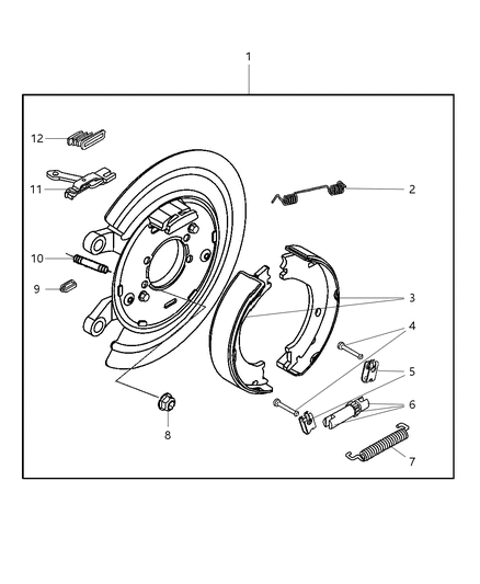 2004 Dodge Ram 2500 Shoe And Lining Kit Parking Brake Diagram for V2018550AB