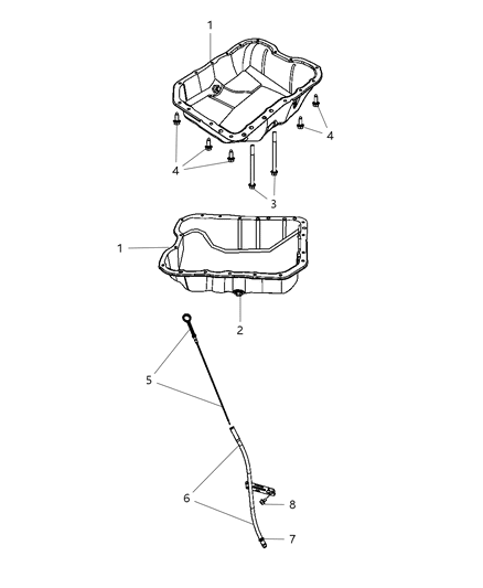 2010 Chrysler Sebring Engine Oil Pan & Engine Oil Level Indicator & Related Parts Diagram 4 - Thumbnail
