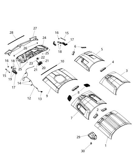 2019 Dodge Challenger Hood Pad Diagram for 68247787AA