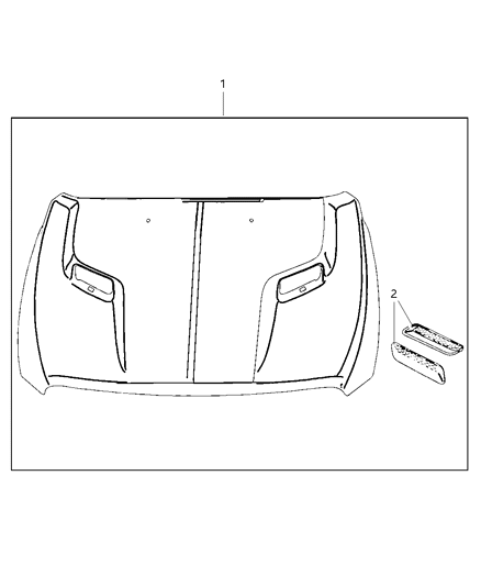 2013 Ram 1500 Hood of Mopar Accessories - Component Parts Diagram
