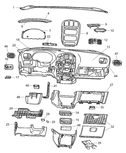 2003 Chrysler Town & Country Control A/C And Heater Diagram for 5005003AF