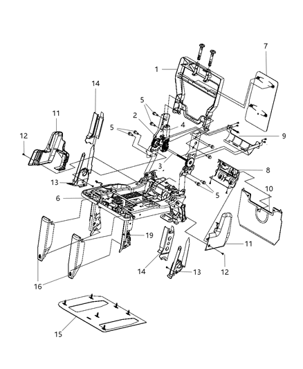 2008 Dodge Grand Caravan Shield Recliner Diagram for 1LA151D5AA