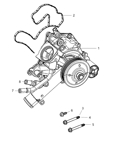 2009 Dodge Ram 2500 Water Pump & Related Parts Diagram 1 - Thumbnail