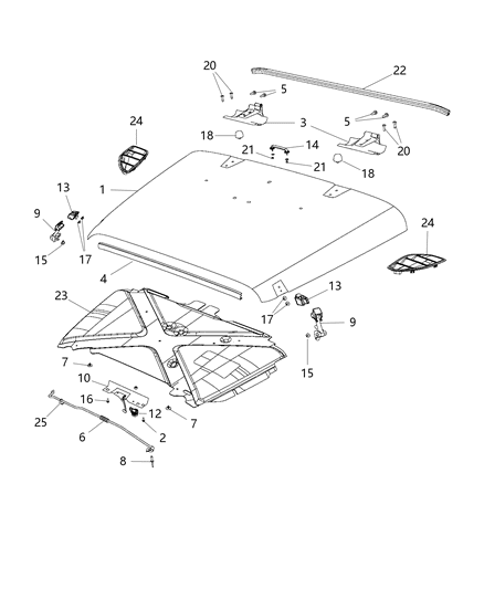 2015 Jeep Wrangler Latch Catch, Front Diagram for 55395652AC