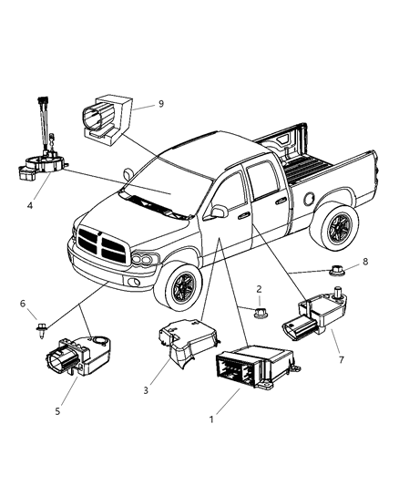 2008 Dodge Ram 1500 Module Occupant Restraint Diagram for 4896178AD