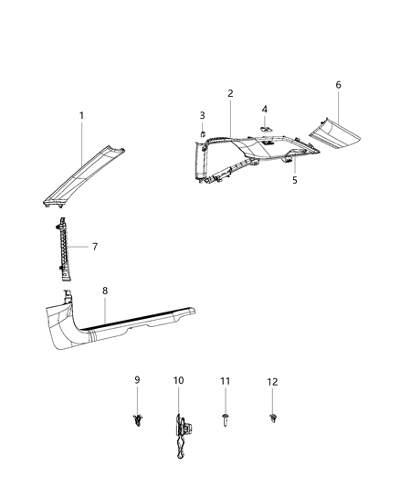 2019 Dodge Challenger Molding Windshield Garnish A - Pillar Diagram for 1ZA05DX9AE