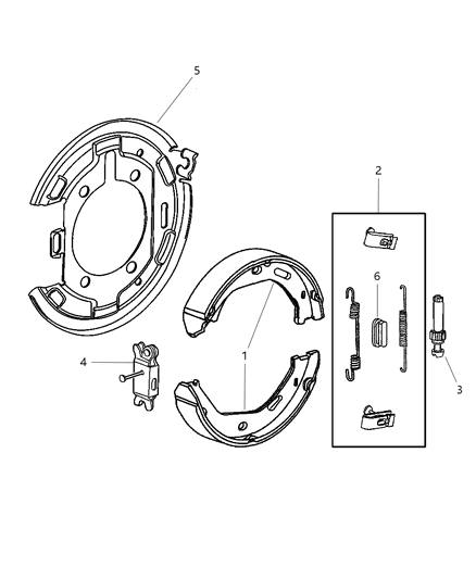 2005 Chrysler Pacifica Shoe And Lining Kit Parking Brake Diagram for 5103204AA