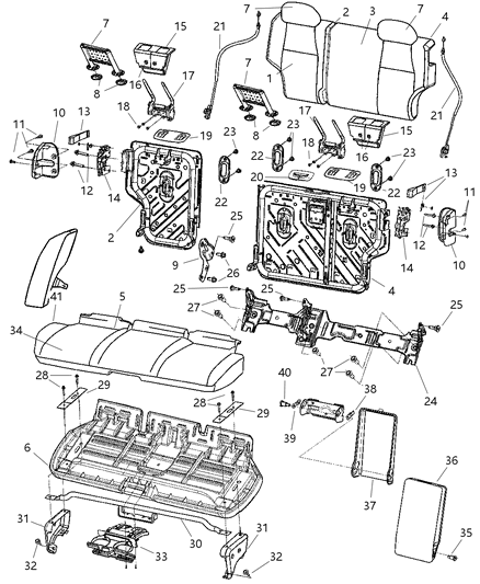 2006 Jeep Grand Cherokee Seat Cushion Pad, Rear Diagram for 5179558AA
