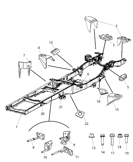 2018 Ram 3500 Cab Chassis(<10K lb.) Frame, Complete Diagram