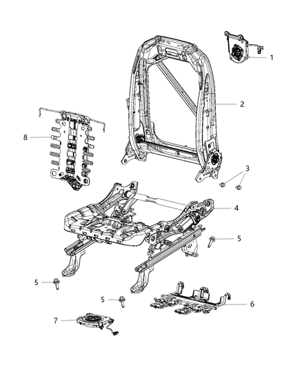 2020 Chrysler Voyager Adjusters, Recliners, Shields And Risers - Driver Seat Diagram 2 - Thumbnail