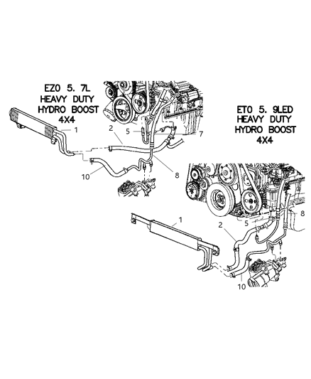 2005 Dodge Ram 3500 Power Steering Pressure Hose Diagram for 68164554AA