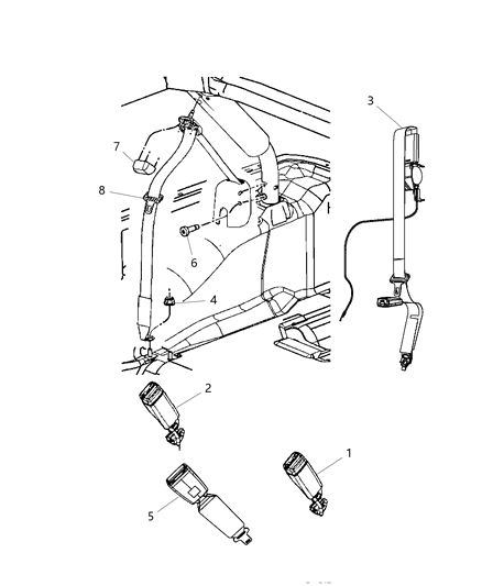2013 Jeep Wrangler Seat Belt Second Row Diagram 2 - Thumbnail
