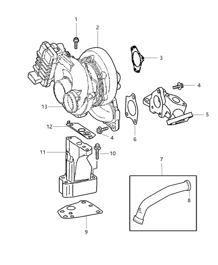 2009 Jeep Grand Cherokee Turbocharger Diagram for 68037206AA
