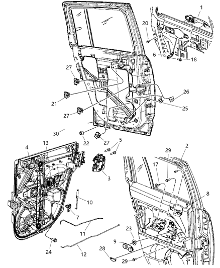 2009 Jeep Patriot Window Handle, Beige, Rear Diagram for FW80DK2