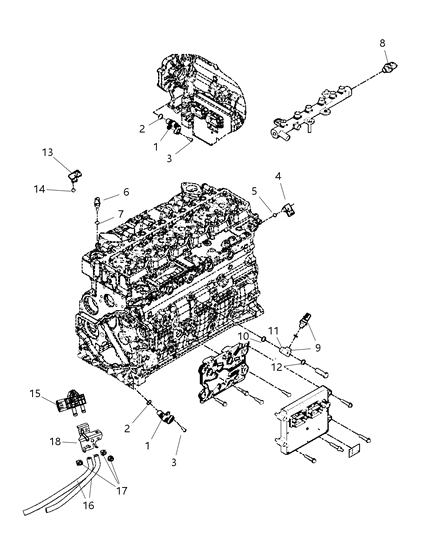 2010 Dodge Ram 3500 Cab Chassis Sensors - Engine Diagram