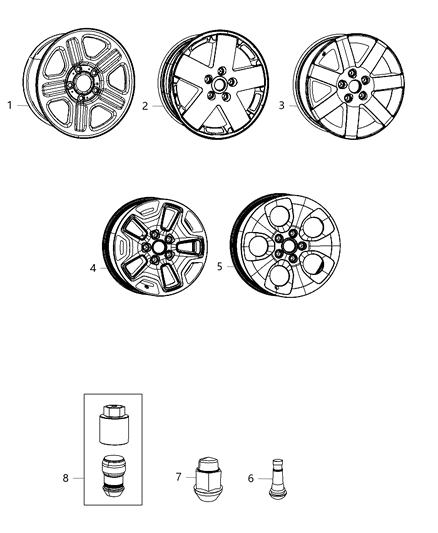 2013 Jeep Wrangler Nut Wheel Diagram for 6036761AA