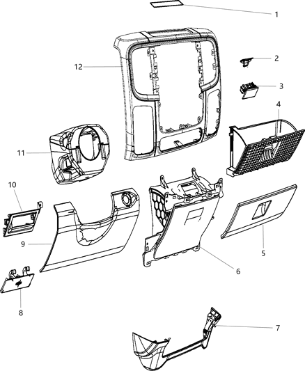 2013 Ram 3500 Pickup Instrument Panel Trim Diagram 1 - Thumbnail
