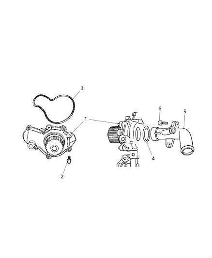 2005 Dodge Caravan Water Pump & Related Parts Diagram 1 - Thumbnail