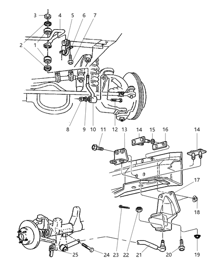 2001 Jeep Cherokee Stabilizer Bar Bushing Diagram for 52088523