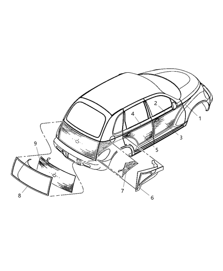 2002 Chrysler PT Cruiser Woodgrain, Front Passenger Side Diagram for WT60AAAAB