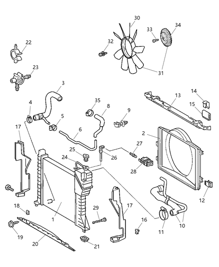 2004 Dodge Sprinter 2500 Radiator Engine Cooling, 25 Pc Min Qty Mix & Match Diagram for 2AMR2796AA