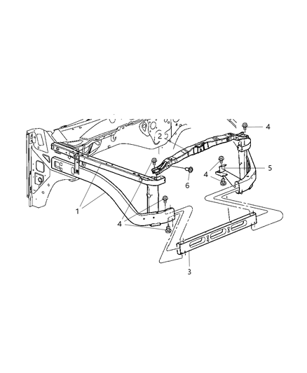 2007 Dodge Ram 3500 Cab Chassis Radiator Closure Frame Support Diagram