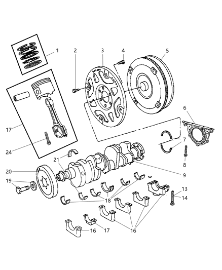2006 Dodge Durango Crankshaft , Piston & Torque Converter Diagram 3 - Thumbnail
