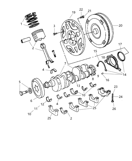 2007 Chrysler Aspen Crankshaft , Pistons , Drive Plate & Torque Converter Diagram 2 - Thumbnail