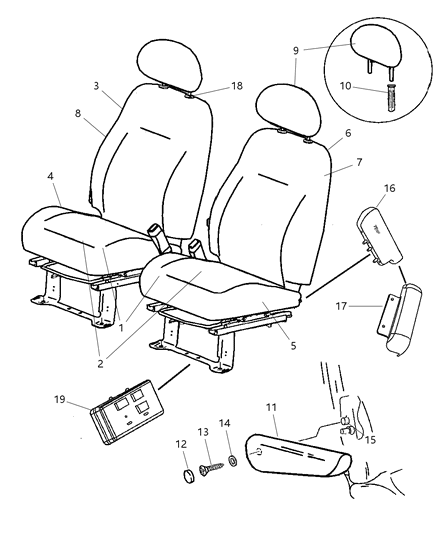 2005 Chrysler PT Cruiser Front Seat Diagram 4 - Thumbnail