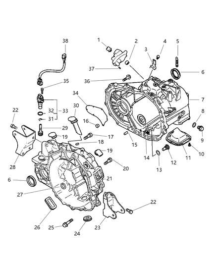 2004 Dodge Stratus Coupe Case, Transaxle & Related Parts Diagram 1 - Thumbnail