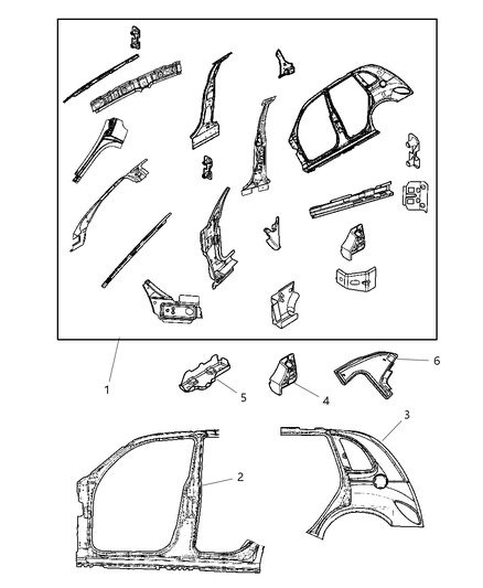 2001 Chrysler PT Cruiser Aperture Panels Diagram 2 - Thumbnail