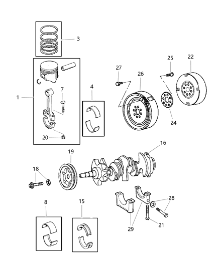 2002 Dodge Intrepid Crankshaft , Piston And Torque Converter Diagram 2 - Thumbnail