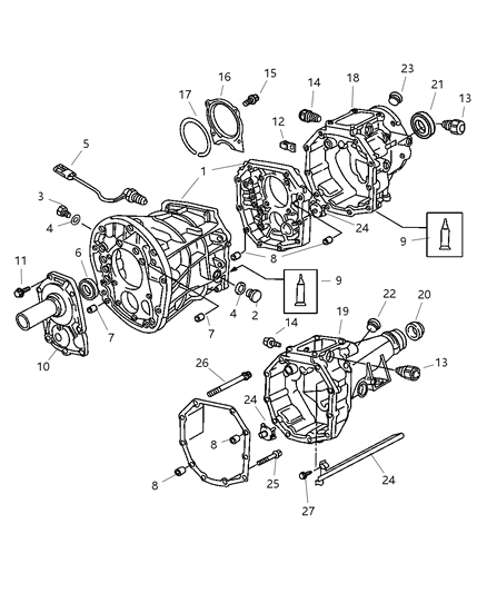 1999 Jeep Cherokee Case & Related Parts of Manual Transmission Diagram