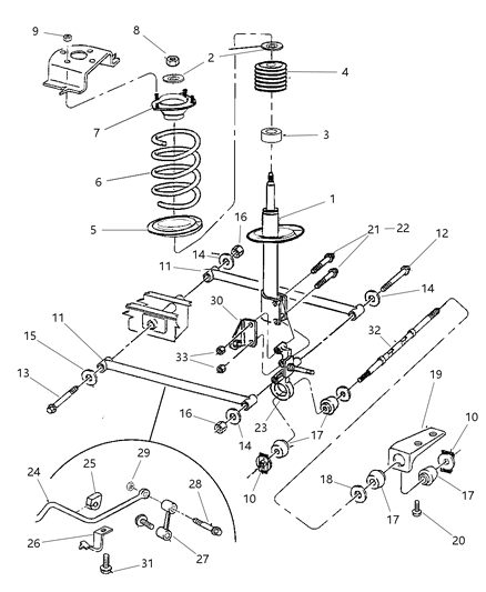 1998 Dodge Neon Stabilizer Link Bushing Diagram for 4626767