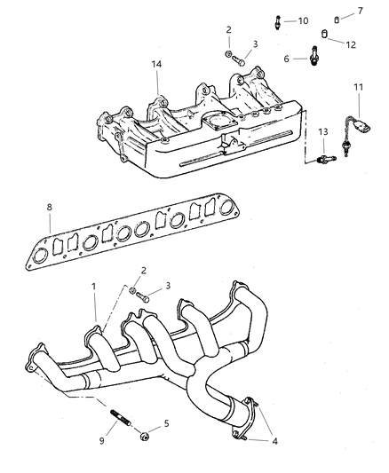 1998 Jeep Grand Cherokee Manifold - Intake & Exhaust Diagram 1 - Thumbnail