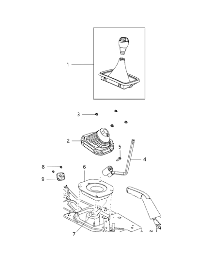 2009 Jeep Liberty Seal Gearshift Lever Diagram for 52129247AA