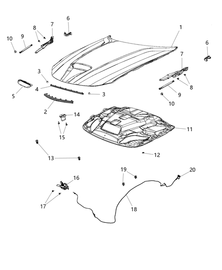 2017 Dodge Charger Hood & Related Parts Diagram 3 - Thumbnail