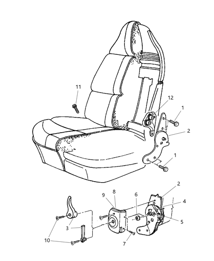 2001 Dodge Ram Wagon Reclining Mechanism-Front Seat Diagram