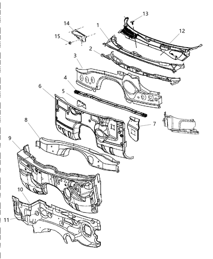 2012 Chrysler 300 Silencer Dash Panel Engine Side Diagram for 5057793AF