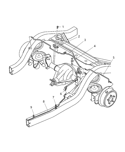 2000 Jeep Wrangler Brake Lines & Hoses, Rear Diagram 1 - Thumbnail